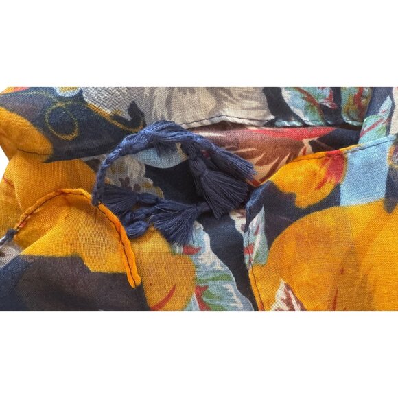 2/$30 Bohemian Geometric Tassel Scarf Navy Orange Blue Cotton And Linen - Picture 13 of 15